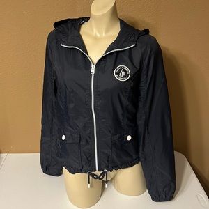Navy Blue Abercrombie & Fitch Hooded Zipper Windbreaker Size M